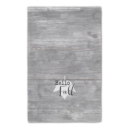 Hello Fall Gray Leaf Tea Towel Set